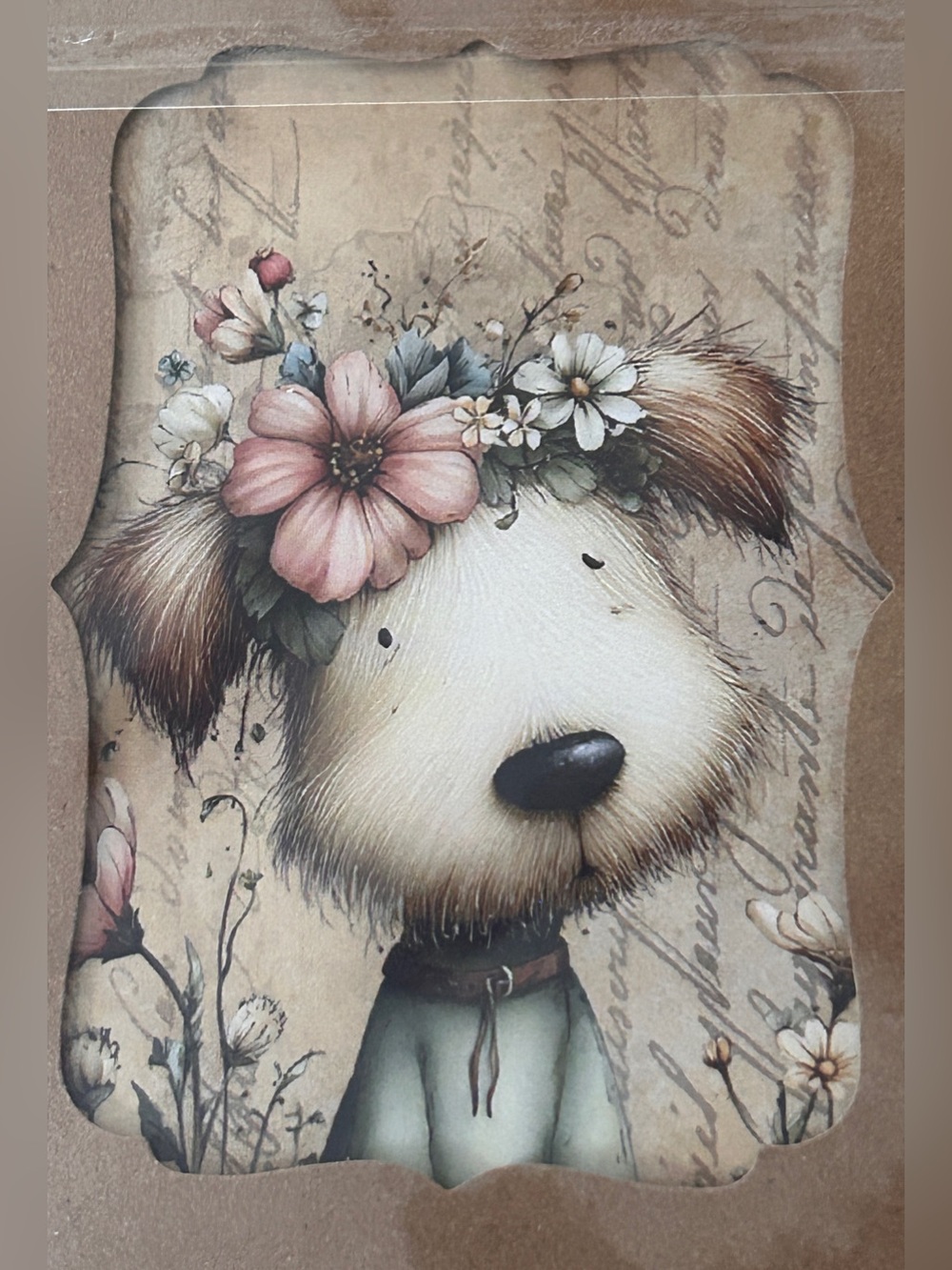 20 Unique Cute Vintage-Style Flowers & Puppy Note Cards - Soft Neutrals & Blush